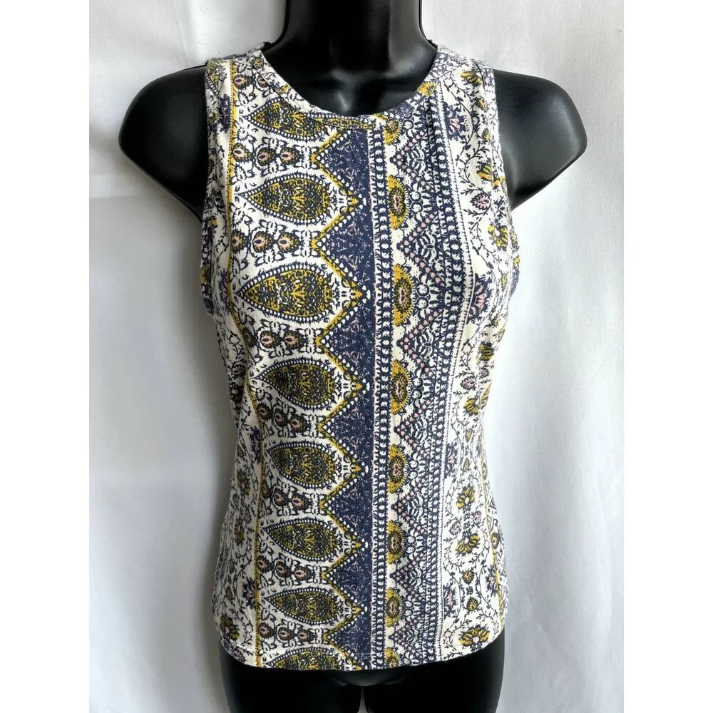 Intimately Free People Paisley Cotton Tank Top Sze XS Boho Keyhole Back Bohemian